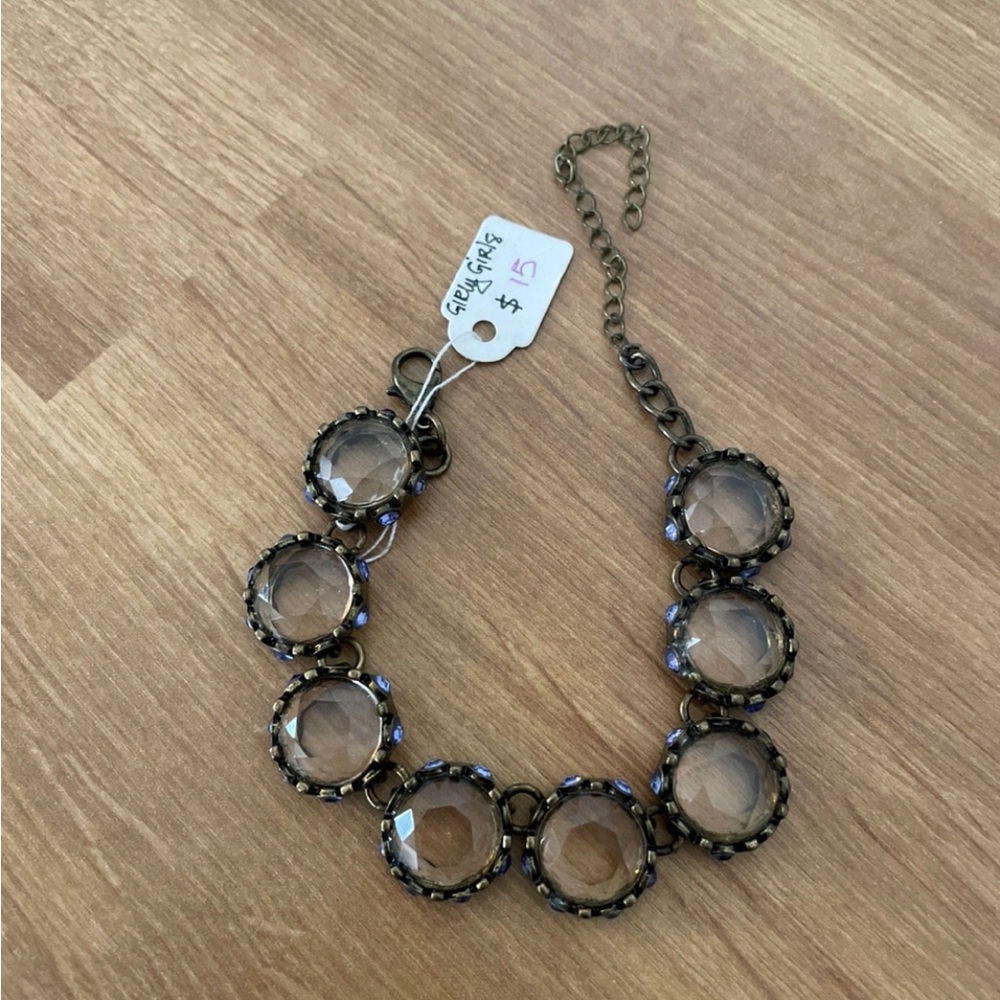 Faceted Smoky Crystal Statement Bracelet